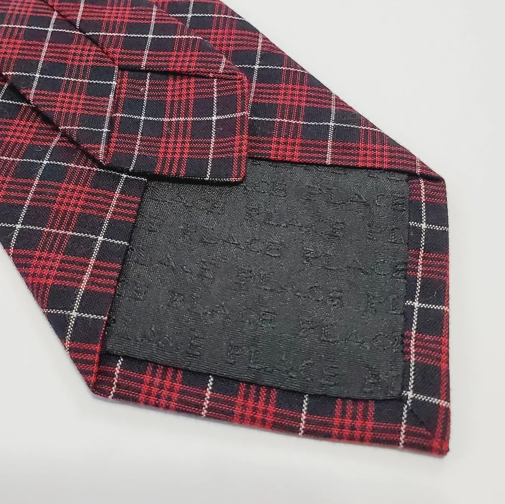 Place Necktie Red & Black Tartan Pattern Boy's Cotton Neck Tie 45x2.75
